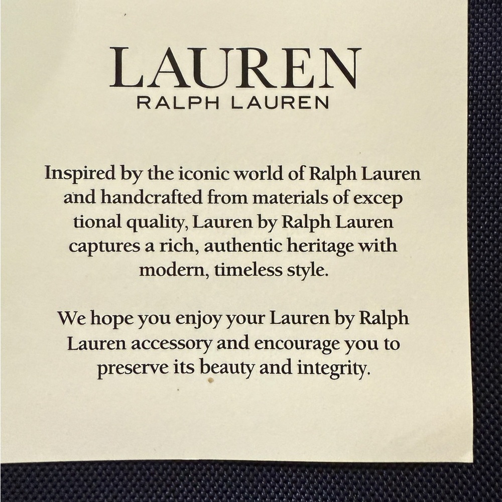 Lauren Ralph Lauren Navy Blue Tote Bag, Water-Resistant Fabric with Leather Trim - Picture 4 of 6
